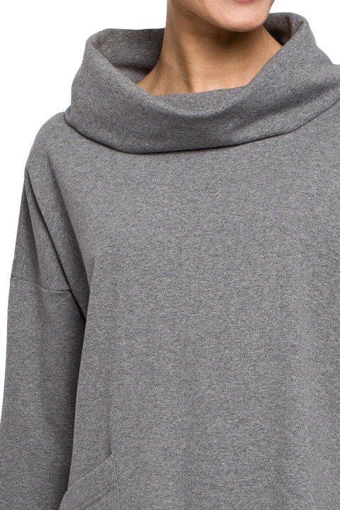 Bluza damska oversize z kominem i wiązaniem z tyłu szara me260 Bluza damska oversize z kominem i wiązaniem z tyłu szara me260