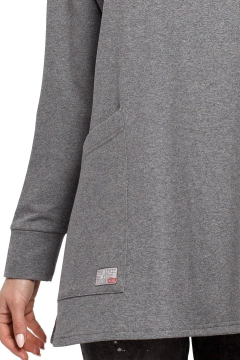 Bluza damska oversize z kominem i wiązaniem z tyłu szara me260 Bluza damska oversize z kominem i wiązaniem z tyłu szara me260