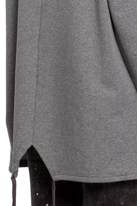 Bluza damska oversize z kominem i wiązaniem z tyłu szara me260 Bluza damska oversize z kominem i wiązaniem z tyłu szara me260