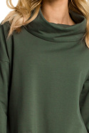 Bluza damska oversize z kominem i długim rękawem zielona me344