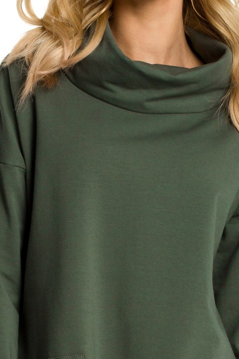 Bluza damska oversize z kominem i długim rękawem zielona me344 Bluza damska oversize z kominem i długim rękawem zielona me344