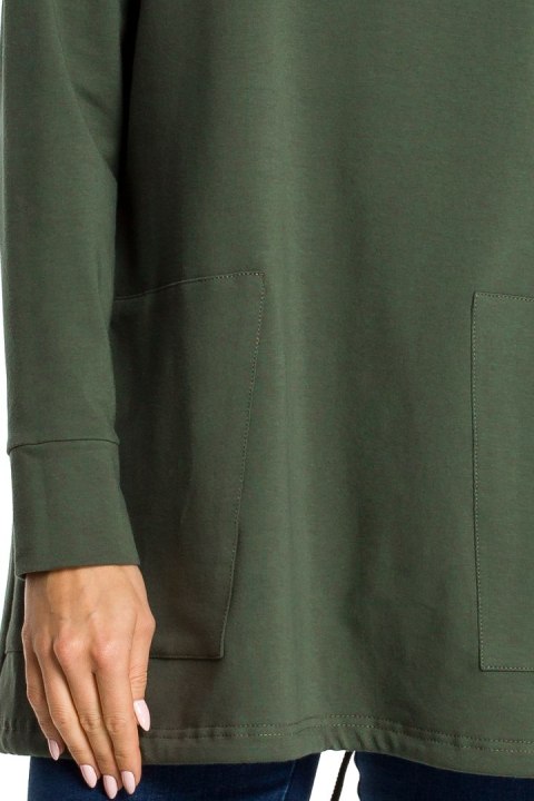 Bluza damska oversize z kominem i długim rękawem zielona me344 Bluza damska oversize z kominem i długim rękawem zielona me344