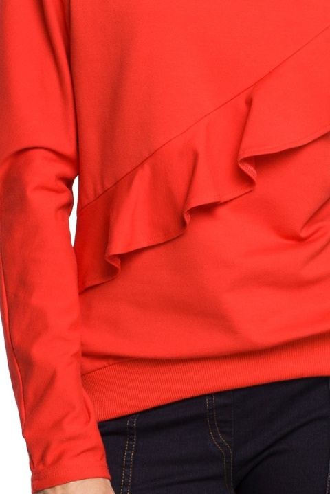 Bluza damska z falbanką i kimonowymi rękawami czerwona me331 Bluza damska z falbanką i kimonowymi rękawami czerwona me331