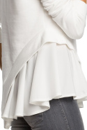 Bluzka damska asymetryczna z długim rękawem ecru me333