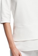 Bawełniana bluzka damska dwuwarstwowa z krótkim rękawem ecru me290