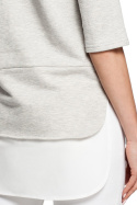 Bawełniana bluzka damska dwuwarstwowa z krótkim rękawem popielata me290