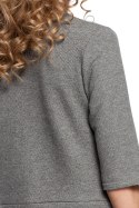 Bawełniana bluzka damska dwuwarstwowa z krótkim rękawem szara me290