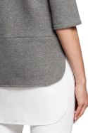 Bawełniana bluzka damska dwuwarstwowa z krótkim rękawem szara me290