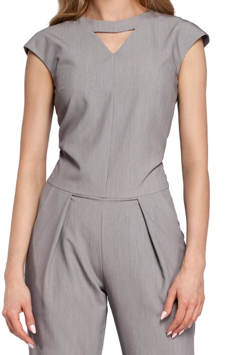 Kombinezon z dekoltem typu halter szary me305 Kombinezon z dekoltem typu halter szary me305