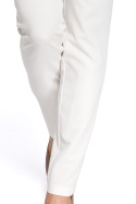 Eleganckie spodnie damskie cygaretki proste nogawki ecru me303