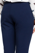Eleganckie spodnie damskie cygaretki proste nogawki granatowe me303