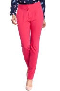 Eleganckie spodnie damskie cygaretki proste nogawki różowe me303