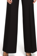 Spodnie damskie z szerokimi nogawkami i kieszeniami czarne me323