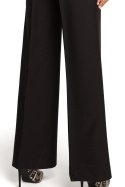 Spodnie damskie z szerokimi nogawkami i kieszeniami czarne me323