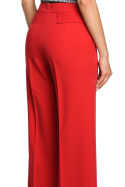 Spodnie damskie z szerokimi nogawkami i kieszeniami czerwone me323