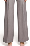 Spodnie damskie z szerokimi nogawkami i kieszeniami szare me323