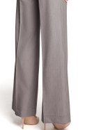 Spodnie damskie z szerokimi nogawkami i kieszeniami szare me323
