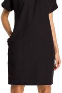 Elegancka sukienka mini luźna z krótkim rękawem czarna me337