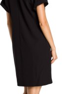 Elegancka sukienka mini luźna z krótkim rękawem czarna me337