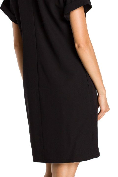 Elegancka sukienka mini luźna z krótkim rękawem czarna me337 Elegancka sukienka mini luźna z krótkim rękawem czarna me337
