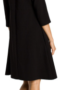 Sukienka rozkloszowana midi fason A z rękawem 3/4 czarna me338