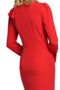 Sukienka z falbankami na jednym ramieniu i długimi rękawami czerwona me326