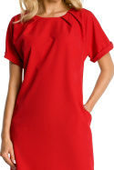 Elegancka sukienka mini luźna z krótkim rękawem czerwona me337