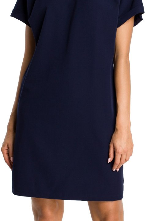 Elegancka sukienka mini luźna z krótkim rękawem granatowa me337 Elegancka sukienka mini luźna z krótkim rękawem granatowa me337