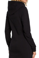 Sukienka dresowa midi z kapturem i długim rękawem czarna me329