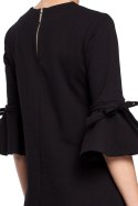 Sukienka trapezowa mini z krótkim rękawem z falbanką czarna me286