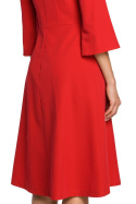 Sukienka odcinana w pasie z dołem na kształt litery A czerwona me324