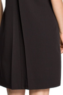 Sukienka ołówkowa midi z krótkim rękawem i dekoltem czarna me310