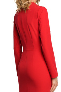 Sukienka ołówkowa z ozdobnym żabotem pod szyją czerwona me325