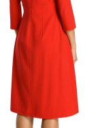 Sukienka midi z kontrafałdą i rękawem 3/4 z wiskozą czerwona me335