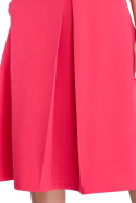 Sukienka trapezowa midi bez rękawów dopasowana góra różowa me296