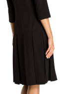 Sukienka poszerzana z kontrafałdą i obniżoną talią czarna me336