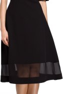 Sukienka z szyfonem i rozkloszowanym dołem czarna me272