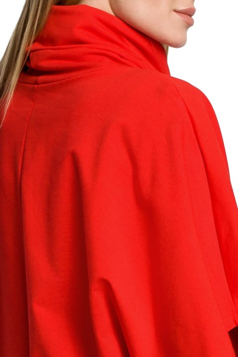 Bluza damska na zakładkę z golfem i krótkim rękawem czerwona me372 Bluza damska na zakładkę z golfem i krótkim rękawem czerwona me372