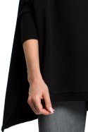 Bluza damska ponczo oversize z długim rękawem czarna me389