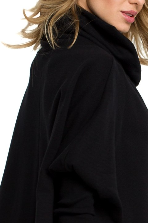Bluza damska ponczo oversize z długim rękawem czarna me389 Bluza damska ponczo oversize z długim rękawem czarna me389