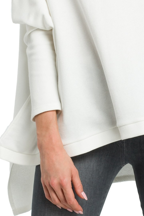 Bluza damska ponczo oversize z długim rękawem ecru me389 Bluza damska ponczo oversize z długim rękawem ecru me389