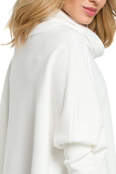 Bluza damska ponczo oversize z długim rękawem ecru me389 Bluza damska ponczo oversize z długim rękawem ecru me389