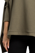 Bluza damska ponczo oversize z długim rękawem khaki me389