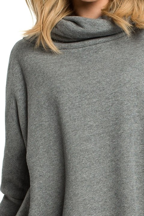 Bluza damska ponczo oversize z długim rękawem szara me389 Bluza damska ponczo oversize z długim rękawem szara me389