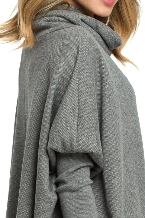 Bluza damska ponczo oversize z długim rękawem szara me389 Bluza damska ponczo oversize z długim rękawem szara me389