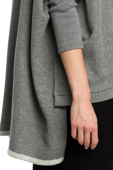 Bluza damska ponczo oversize z długim rękawem szara me389 Bluza damska ponczo oversize z długim rękawem szara me389