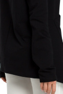 Bluza damska asymetryczna z kapturem zapinana na zamek czarna me390