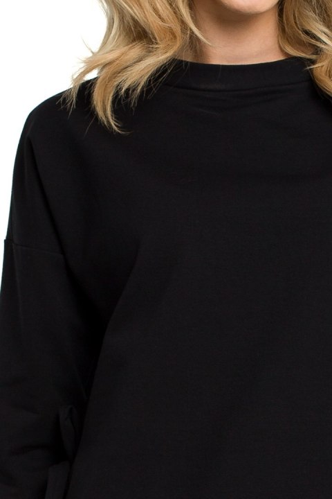 Bluza damska luźna z wiązaniem po bokach i rękawem 7/8 czarna me386 Bluza damska luźna z wiązaniem po bokach i rękawem 7/8 czarna me386