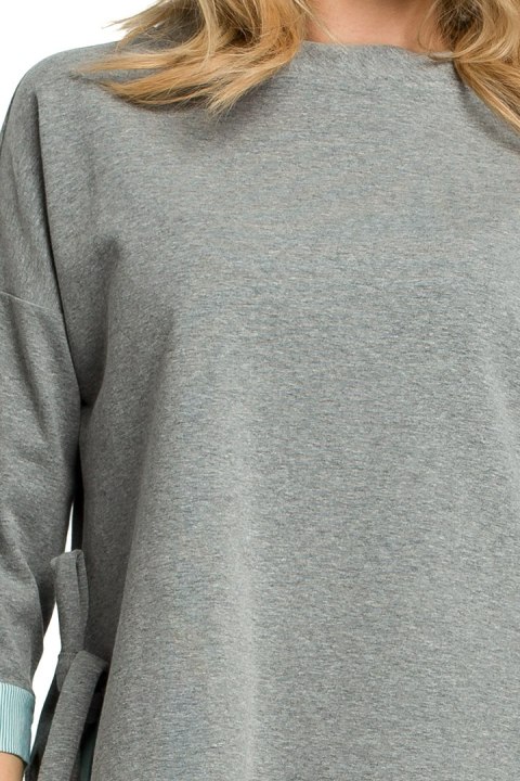 Bluza damska luźna z wiązaniem po bokach i rękawem 7/8 szara me386 Bluza damska luźna z wiązaniem po bokach i rękawem 7/8 szara me386