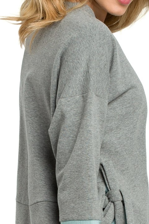 Bluza damska luźna z wiązaniem po bokach i rękawem 7/8 szara me386 Bluza damska luźna z wiązaniem po bokach i rękawem 7/8 szara me386